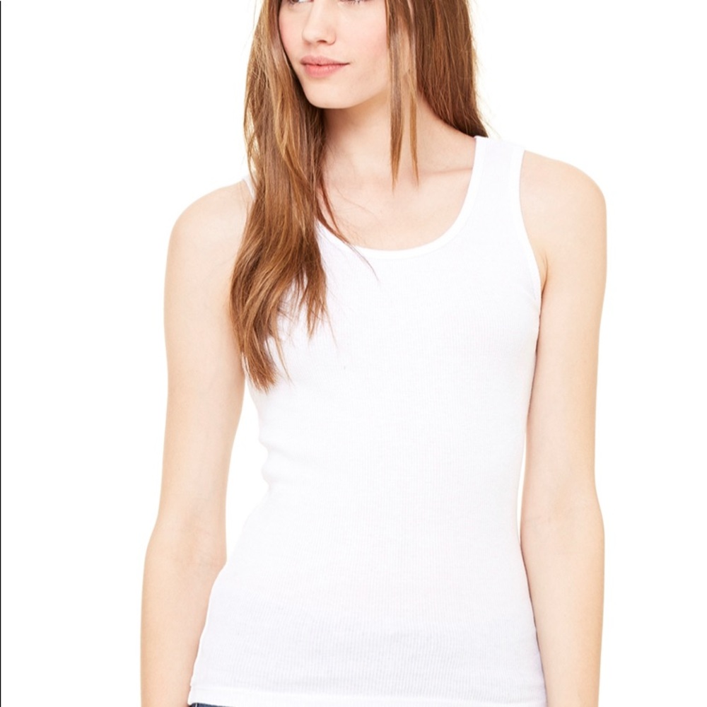 Two Bella + Canvas White Ribbed Tank Tops XXL -NEW